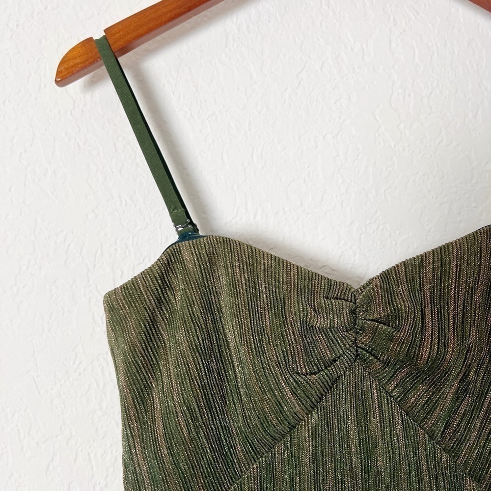 Dress The Population Gold and Green Metallic Midi Dress - Picture 4 of 8